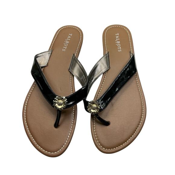 Talbots Sandals Flip Flop Slip On Casual Toe Post Open Toe Women’s Sz. 10 Black - Picture 11 of 11